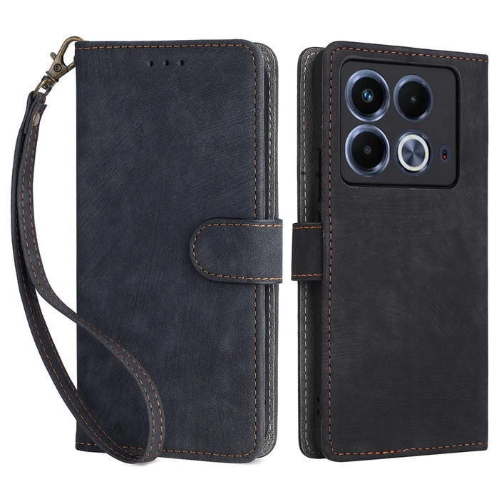 For Infinix Note 40 X6853 Case RFID Blocking Wallet PU Leather Stand Phone Cover - Black - 1