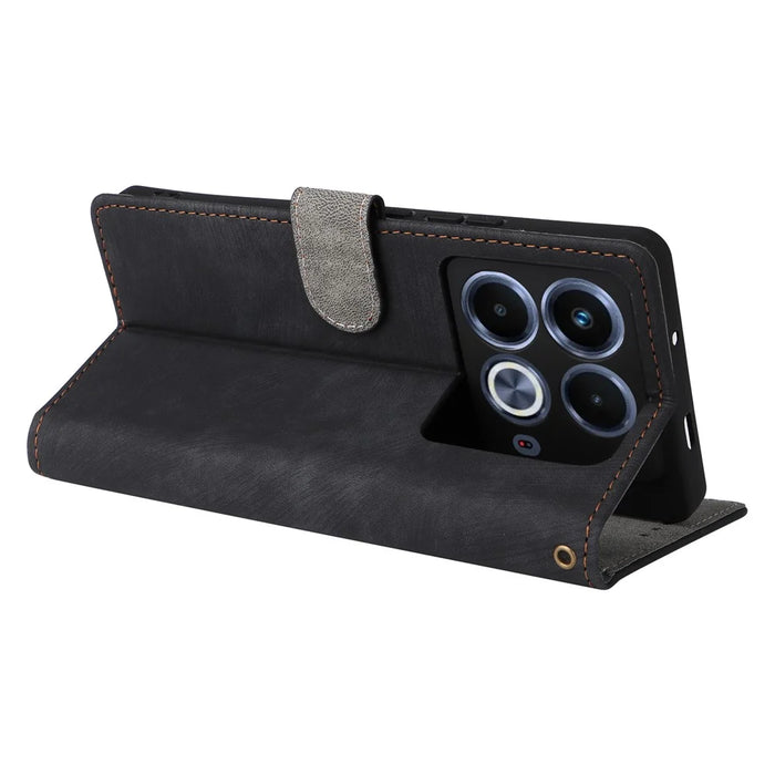 For Infinix Note 40 X6853 Case RFID Blocking Wallet PU Leather Stand Phone Cover - Black - 4
