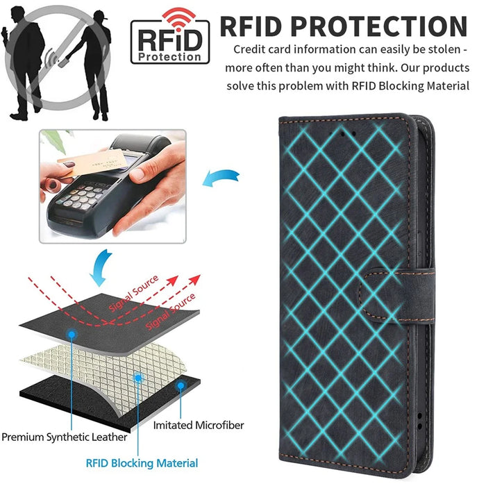 For Infinix Note 40 X6853 Case RFID Blocking Wallet PU Leather Stand Phone Cover - Black - 5