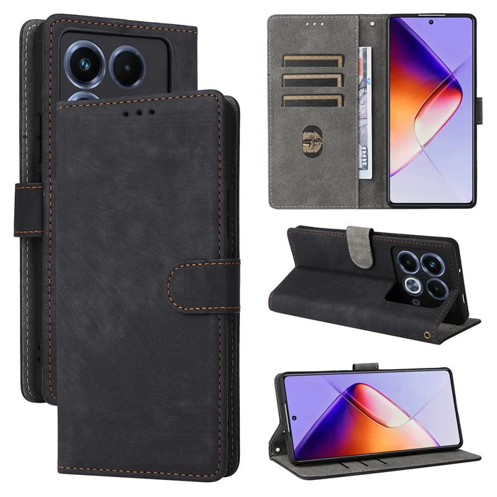 For Infinix Note 40 X6853 Case RFID Blocking Wallet PU Leather Stand Phone Cover - Black - 6
