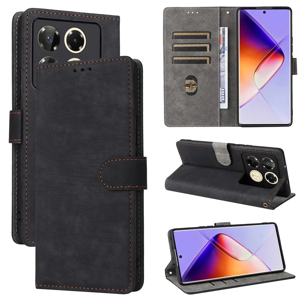 For Infinix Note 40 Pro 4G X6850 Wallet Case RFID Blocking Stand PU Leather Phone Cover - Black - 6