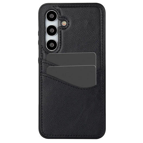 Phone Case for Samsung Galaxy S24+ Card Slot Design Shell Dustproof PU+TPU Phone Cover - Black - 1