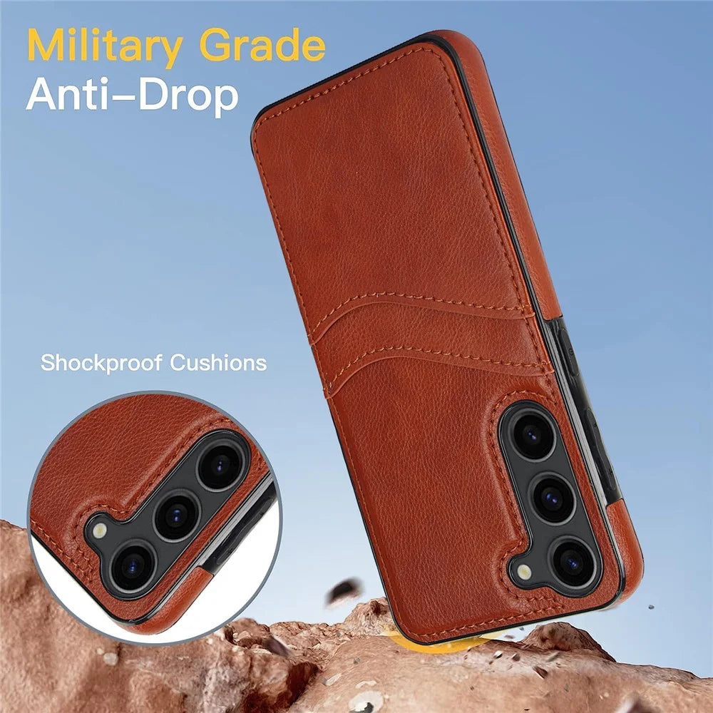 PU+TPU Phone Case for Samsung Galaxy S23+ Card Slot Design Anti-Scratch Phone Cover - Brown - 2