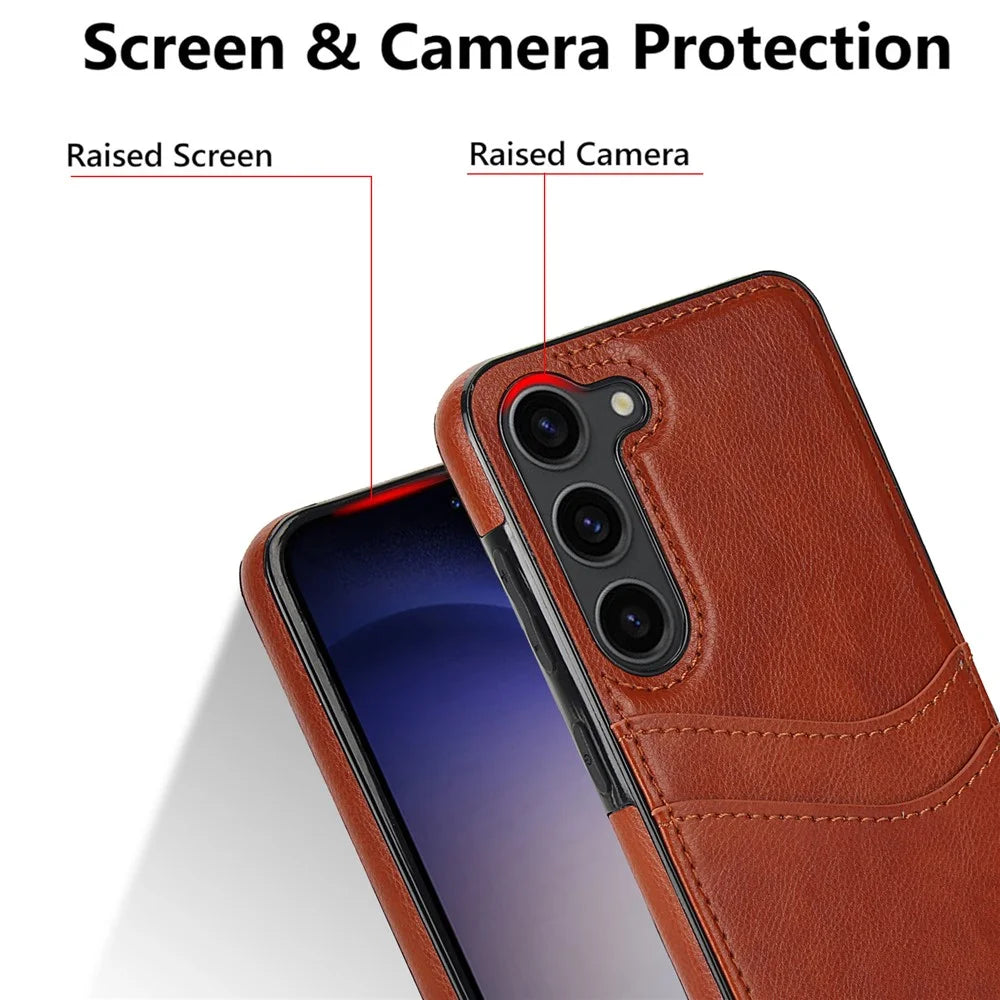 PU+TPU Phone Case for Samsung Galaxy S23+ Card Slot Design Anti-Scratch Phone Cover - Brown - 4