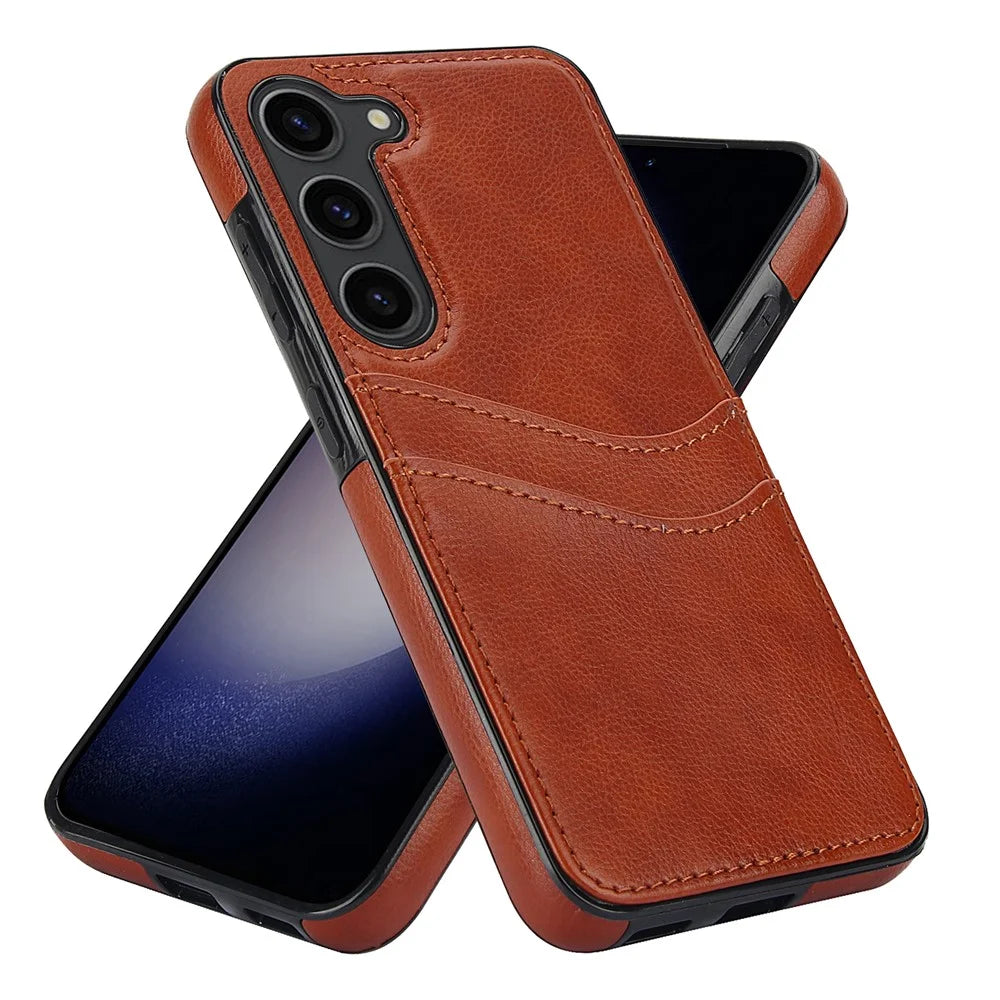 PU+TPU Phone Case for Samsung Galaxy S23+ Card Slot Design Anti-Scratch Phone Cover - Brown - 6