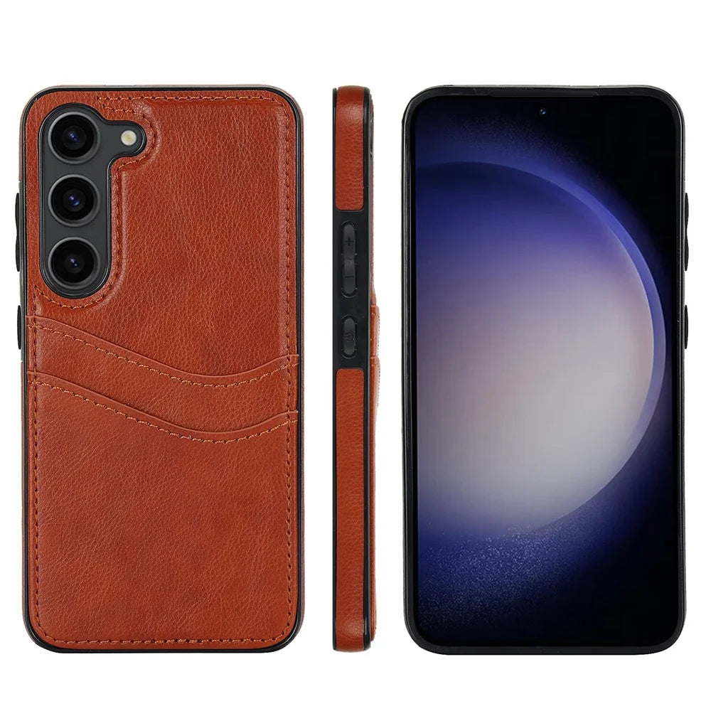 PU+TPU Phone Case for Samsung Galaxy S23+ Card Slot Design Anti-Scratch Phone Cover - Brown - 7
