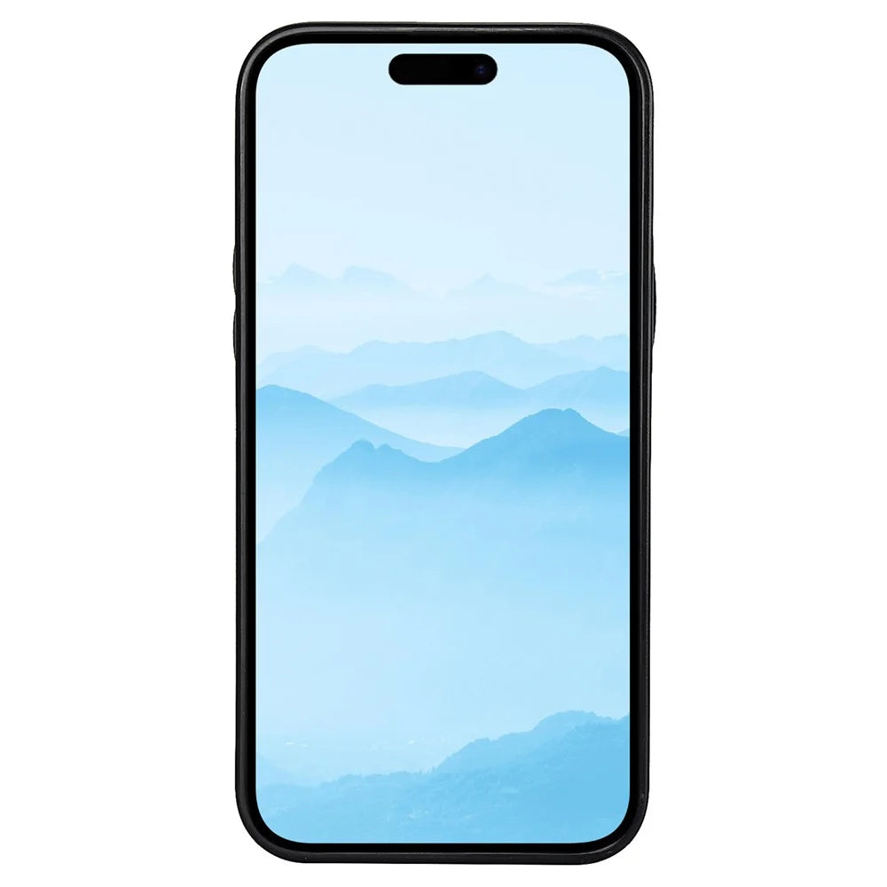 For iPhone 13 / 14 Case Anti-Scratch PU+TPU Card Holder Phone Cover - Black - 2