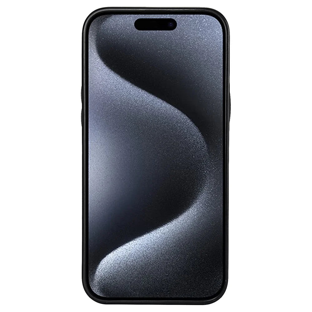 For iPhone 14 Pro Max Case Card Slot Anti-Drop PU+TPU Phone Protector - Black - 2