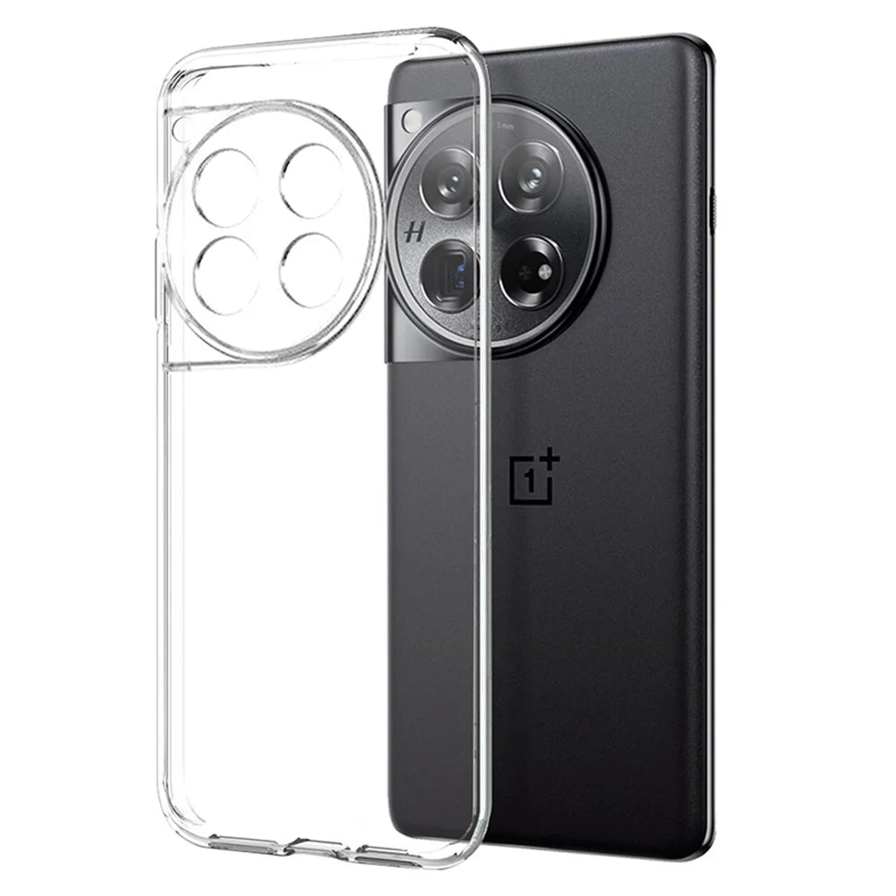 NORTHJO For OnePlus 12 5G Case Bump Proof TPU Phone Cover with 3D Curved Tempered Glass Film - Transparent - 3
