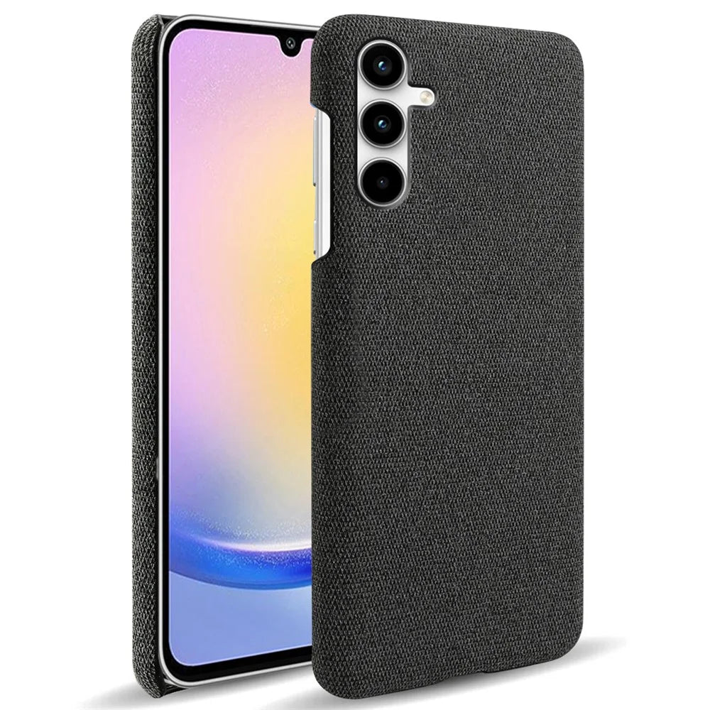 For Samsung Galaxy A25 5G (Global) (161.0 x 76.5 x 8.3mm) Case Cloth+PC Protective Phone Cover - Black - 1