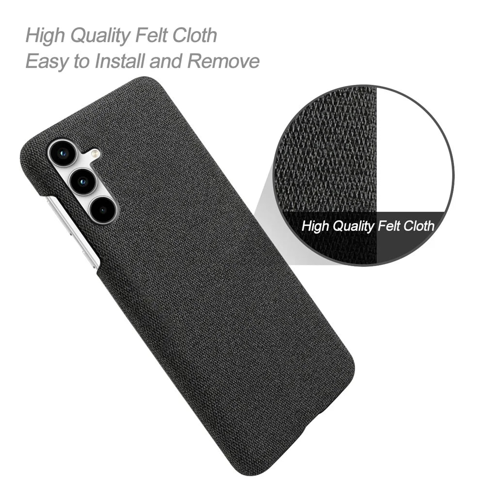 For Samsung Galaxy A25 5G (Global) (161.0 x 76.5 x 8.3mm) Case Cloth+PC Protective Phone Cover - Black - 3