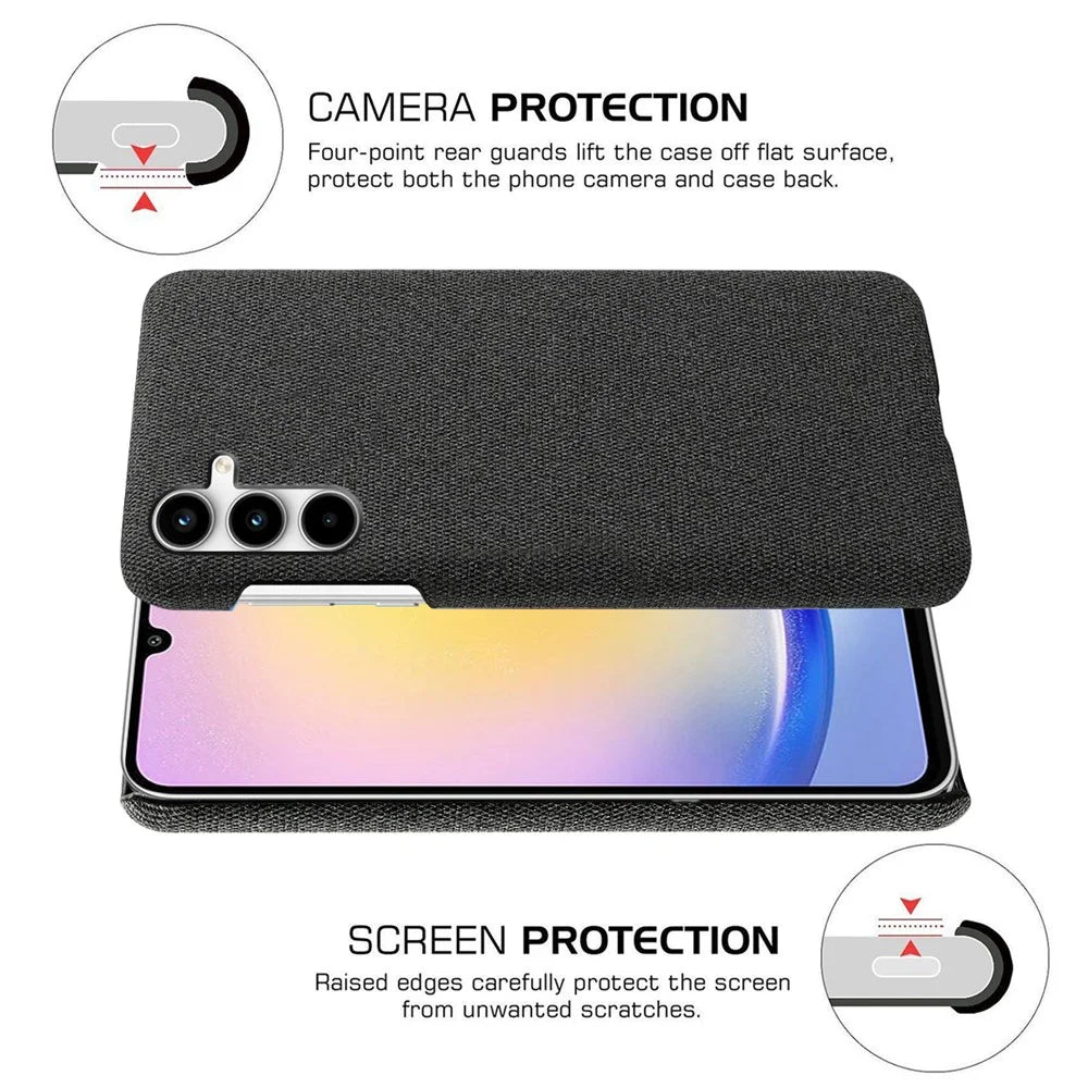 For Samsung Galaxy A25 5G (Global) (161.0 x 76.5 x 8.3mm) Case Cloth+PC Protective Phone Cover - Black - 4