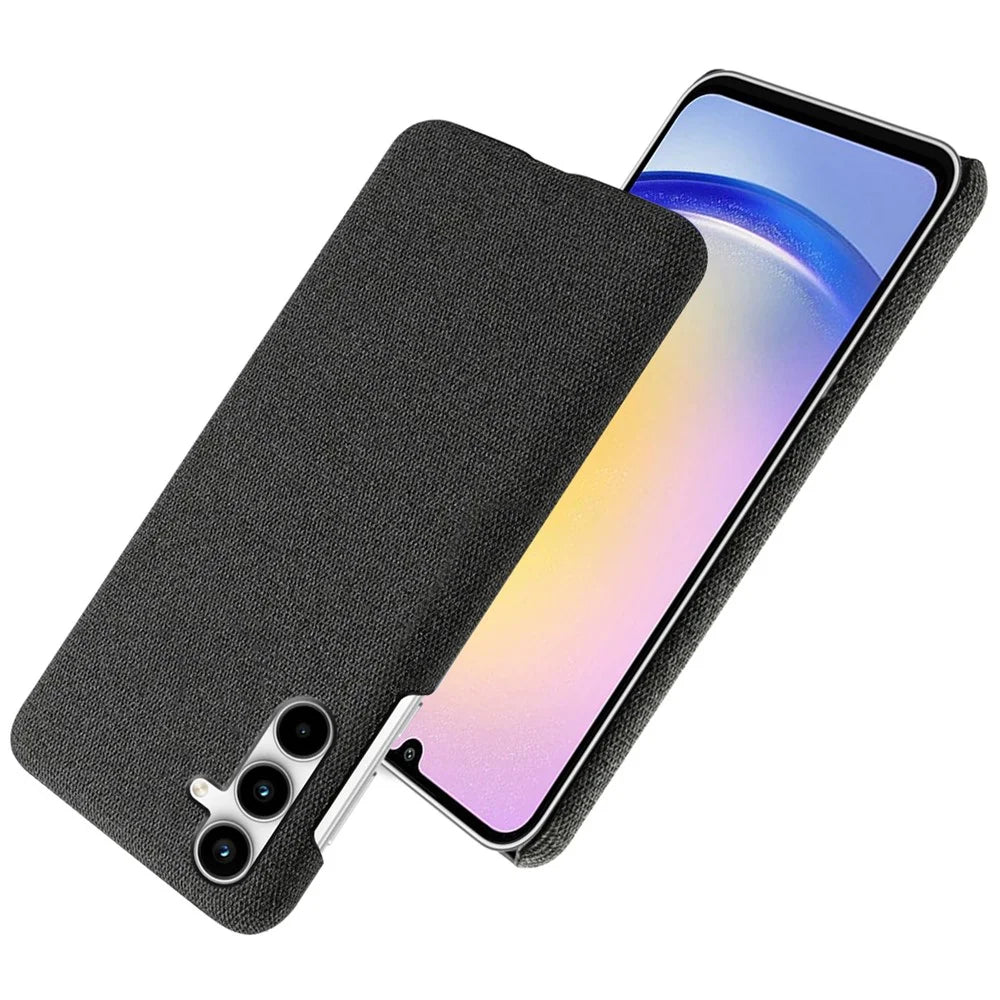 For Samsung Galaxy A25 5G (Global) (161.0 x 76.5 x 8.3mm) Case Cloth+PC Protective Phone Cover - Black - 5
