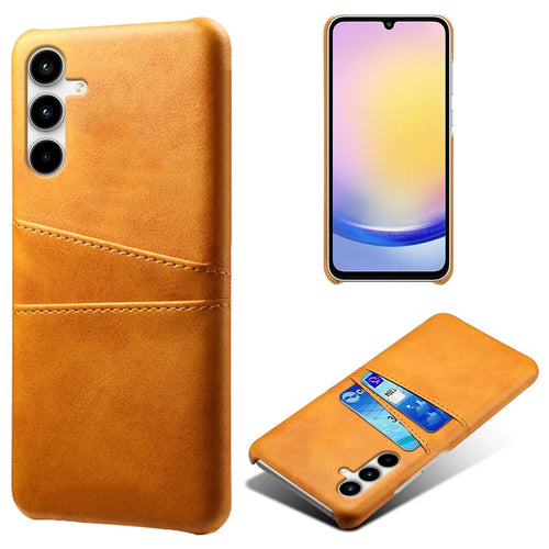 For Samsung Galaxy A25 5G (Global) (161.0 x 76.5 x 8.3mm) Case Card Holder Leather+PC Phone Cover - Orange - 1