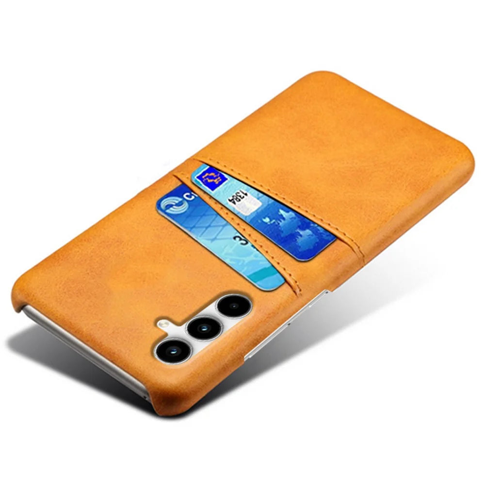 For Samsung Galaxy A25 5G (Global) (161.0 x 76.5 x 8.3mm) Case Card Holder Leather+PC Phone Cover - Orange - 3