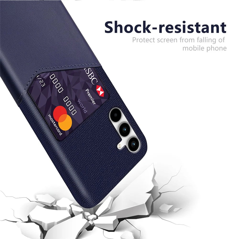 For Samsung Galaxy A25 5G (Global) (161.0 x 76.5 x 8.3mm) Case Card Slot Hard PC Phone Cover - Blue - 3