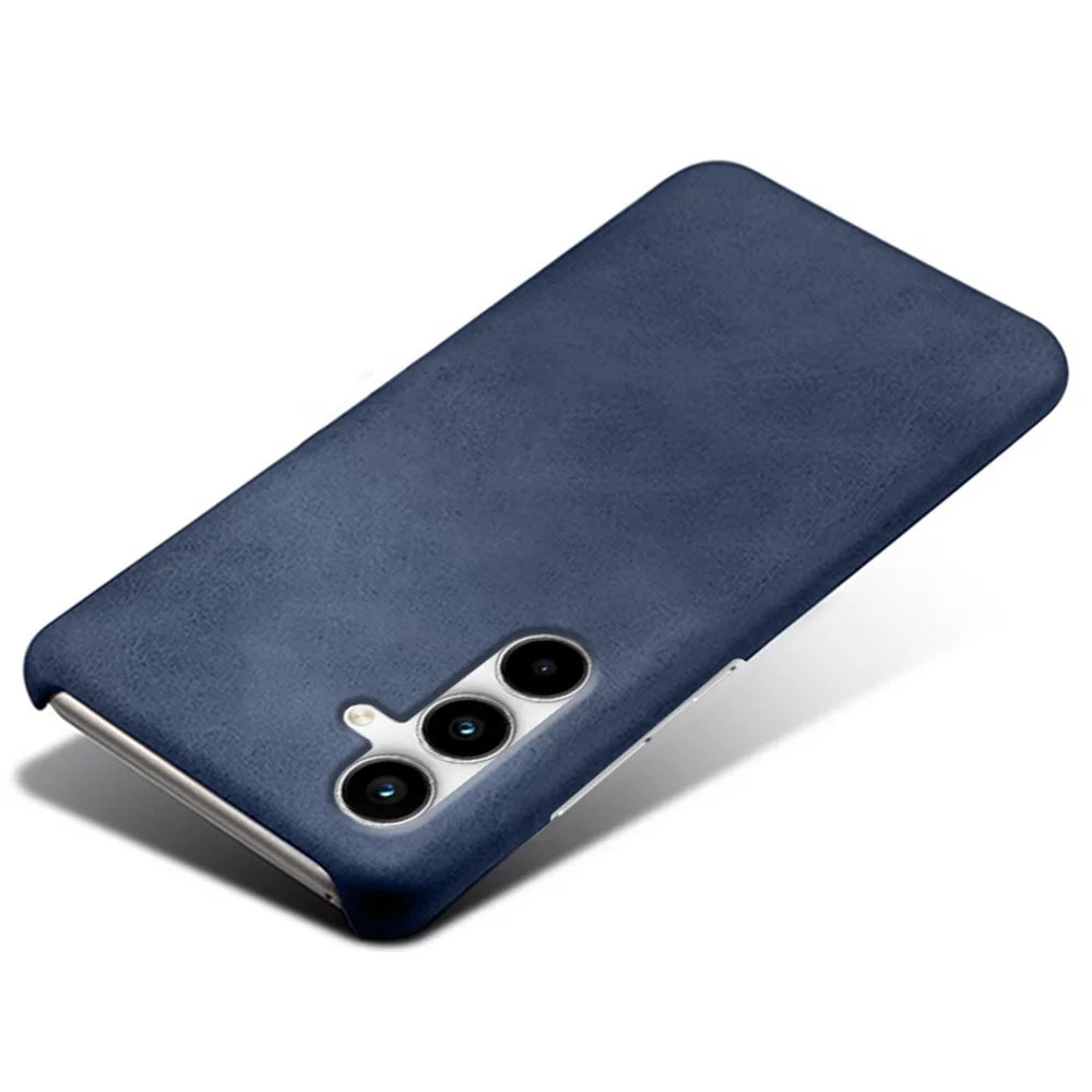 For Samsung Galaxy A25 5G (Global) (161.0 x 76.5 x 8.3mm) Case Leather Coated PC Calf Texture Back Phone Cover - Blue - 3