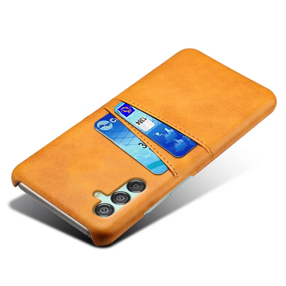 For Samsung Galaxy F15 5G / M15 5G Case PU Leather Hard PC Shockproof Shell with 2 Card Slots - Orange - 3