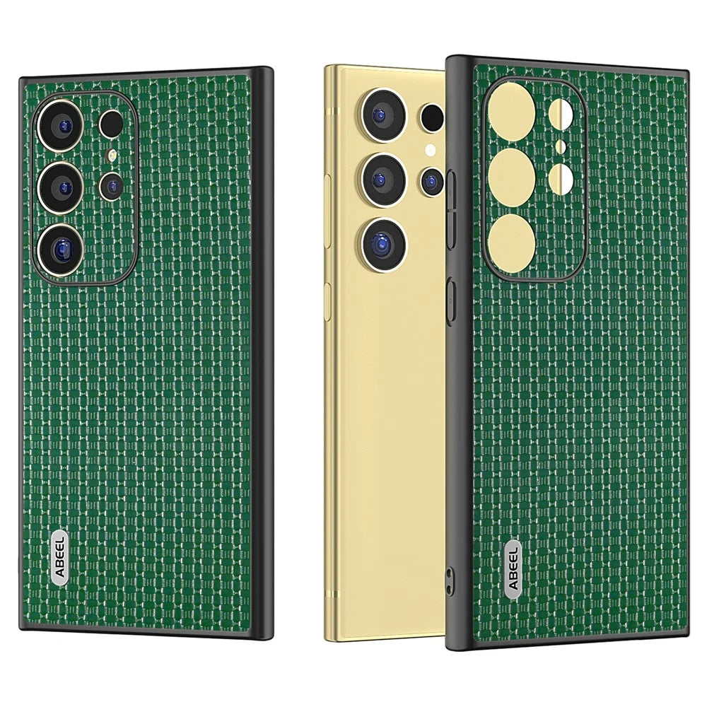 ABEEL For Samsung Galaxy S24 Ultra Case Genuine Cow Leather+PC+TPU Phone Shell Cover - Green - 2