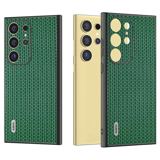 ABEEL For Samsung Galaxy S24 Ultra Case Genuine Cow Leather+PC+TPU Phone Shell Cover - Green - 2