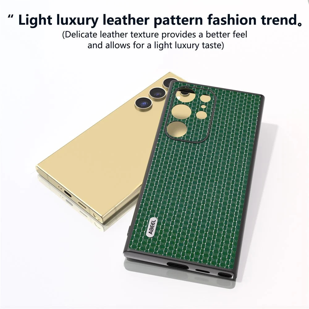 ABEEL For Samsung Galaxy S24 Ultra Case Genuine Cow Leather+PC+TPU Phone Shell Cover - Green - 4