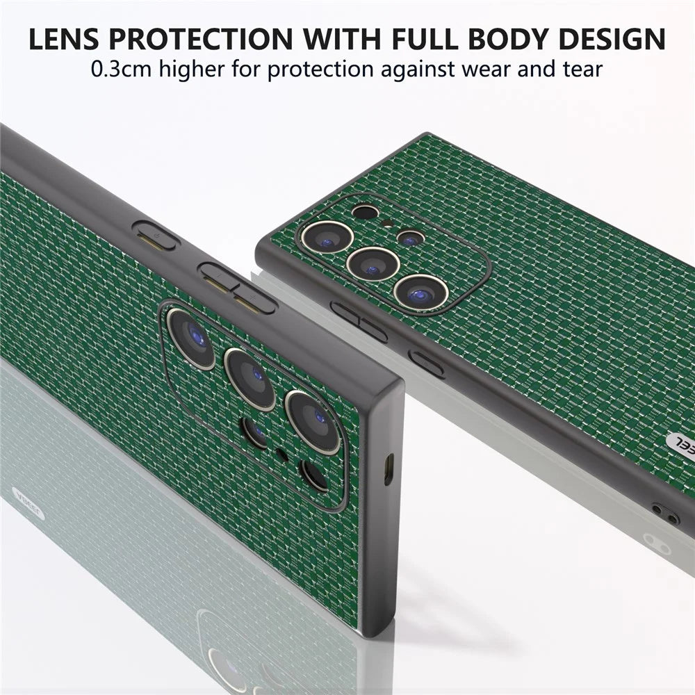 ABEEL For Samsung Galaxy S24 Ultra Case Genuine Cow Leather+PC+TPU Phone Shell Cover - Green - 5