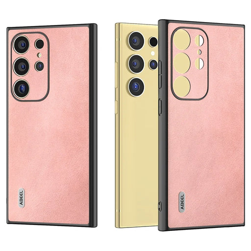 ABEEL For Samsung Galaxy S24 Ultra Case Leather+PC+TPU Hybrid Phone Cover - Pink - 2