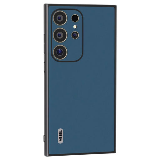 ABEEL For Samsung Galaxy S24 Ultra Case Genuine Cow Leather Silky Skin Touch Phone Cover - Blue - 1