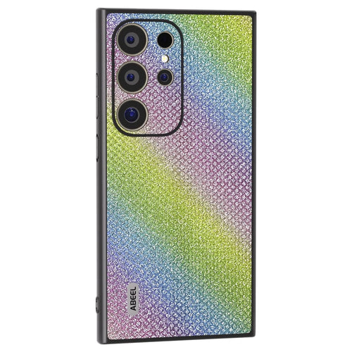 ABEEL For Samsung Galaxy S24 Ultra Case PU Leather+PC Back TPU Frame Phone Cover Rhinestone Texture - Multi-color - 1