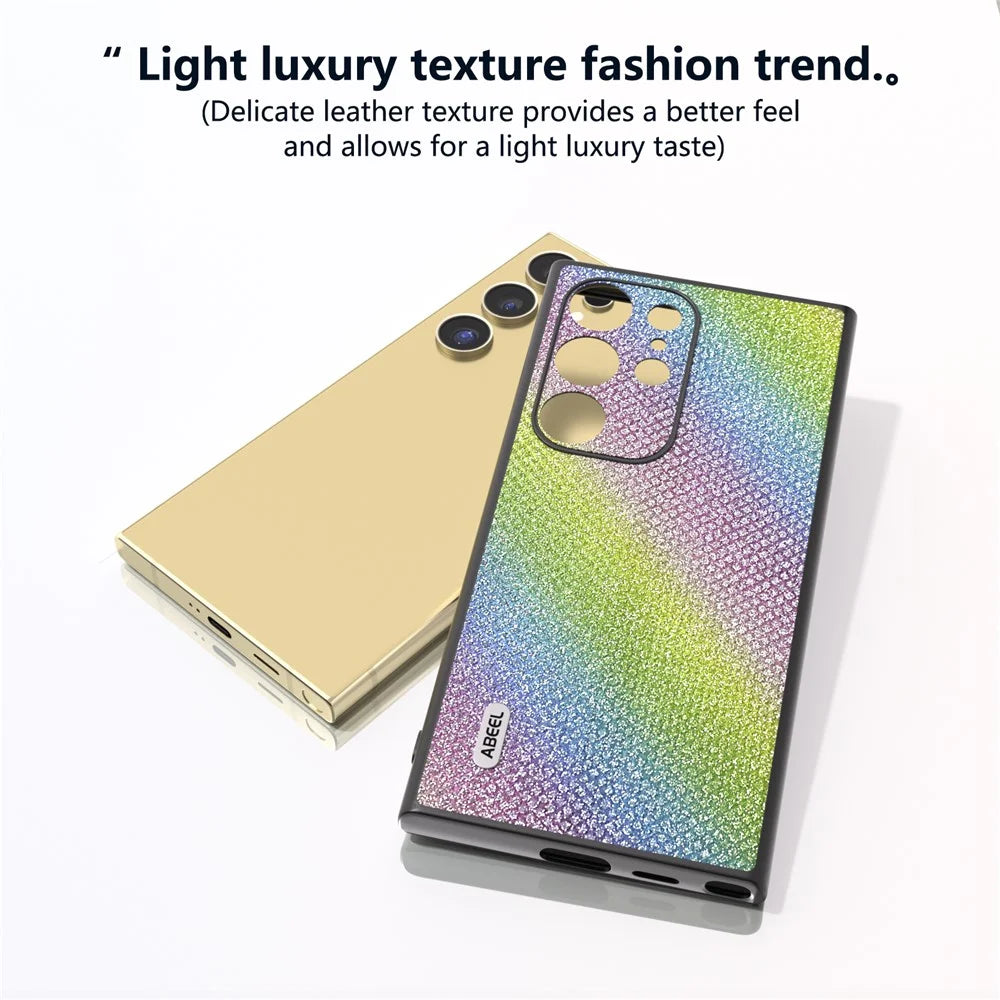 ABEEL For Samsung Galaxy S24 Ultra Case PU Leather+PC Back TPU Frame Phone Cover Rhinestone Texture - Multi-color - 4