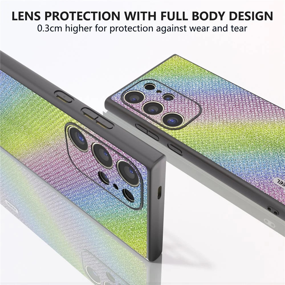 ABEEL For Samsung Galaxy S24 Ultra Case PU Leather+PC Back TPU Frame Phone Cover Rhinestone Texture - Multi-color - 5