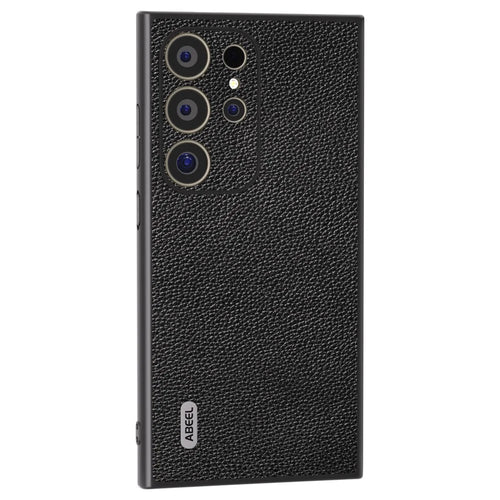 ABEEL For Samsung Galaxy S24 Ultra Case Litchi Texture Genuine Cow Leather+PC+TPU Cover - Black - 1