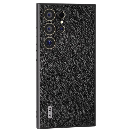 ABEEL For Samsung Galaxy S24 Ultra Case Litchi Texture Genuine Cow Leather+PC+TPU Cover - Black - 1