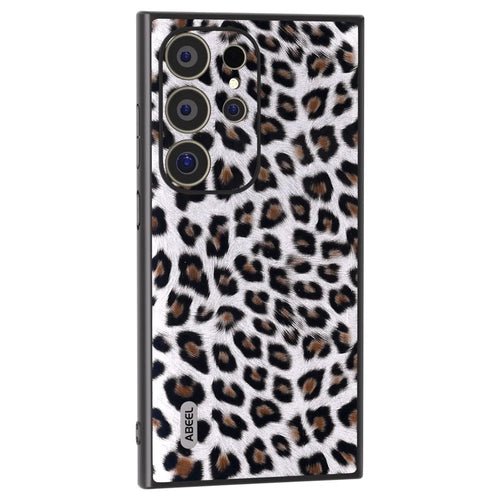 ABEEL For Samsung Galaxy S24 Ultra Case Leather Coated PC+TPU Back Phone Cover with Leopard Pattern - Silver - 1
