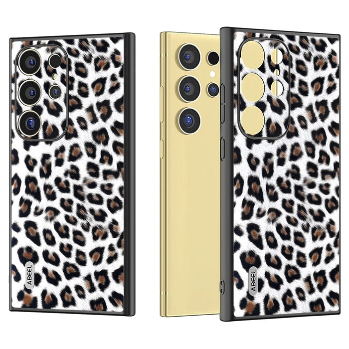 ABEEL For Samsung Galaxy S24 Ultra Case Leather Coated PC+TPU Back Phone Cover with Leopard Pattern - Silver - 2
