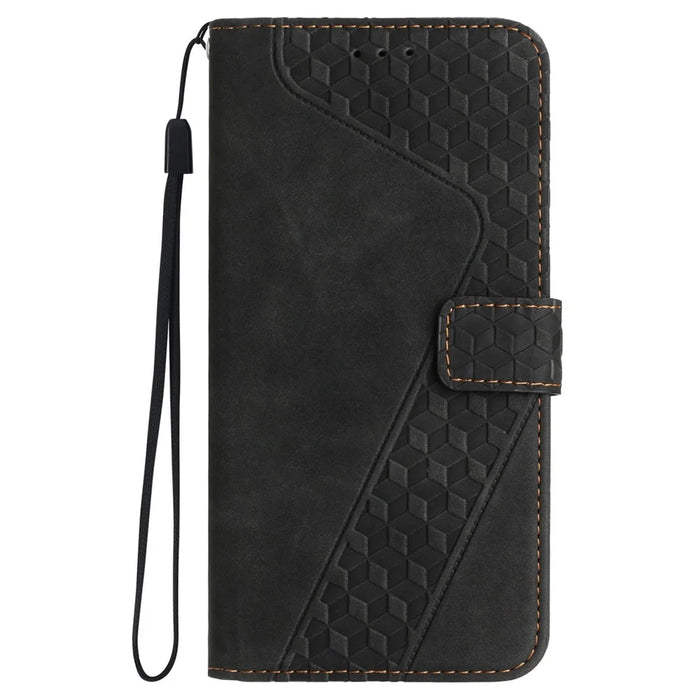 For iPhone 13 Cover PU Leather Phone Case 7-Shape Imprinted Anti-scratch Phone Shell - Black - 2