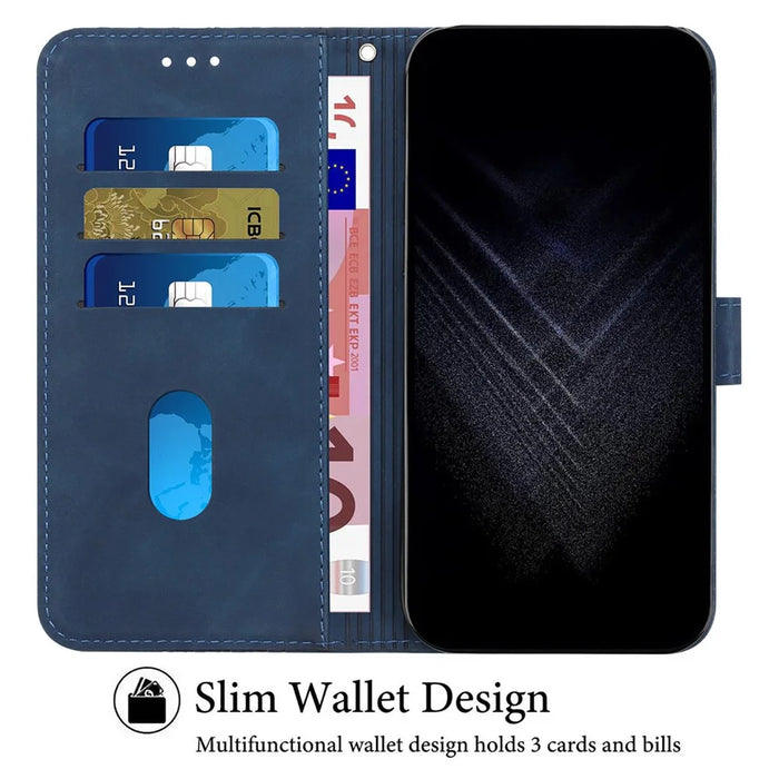 For iPhone 13 Cover PU Leather Phone Case 7-Shape Imprinted Anti-scratch Phone Shell - Black - 4