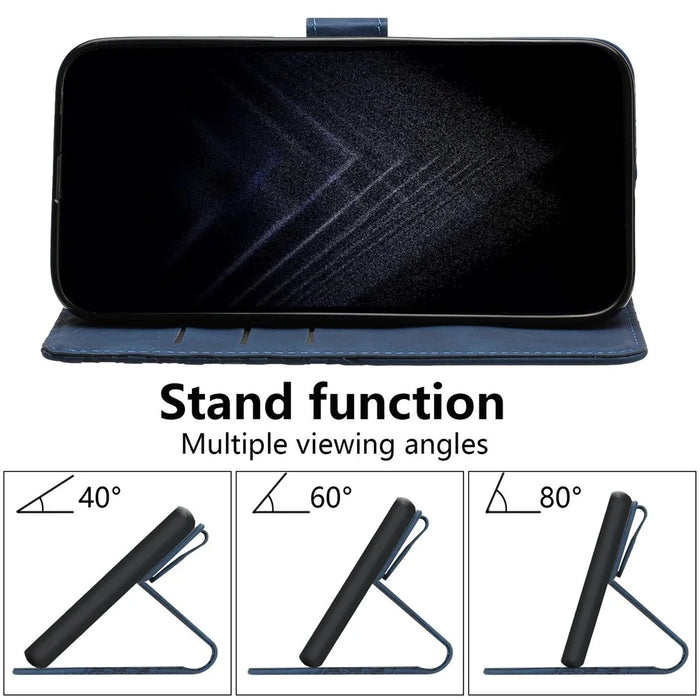 For iPhone 13 Cover PU Leather Phone Case 7-Shape Imprinted Anti-scratch Phone Shell - Black - 5