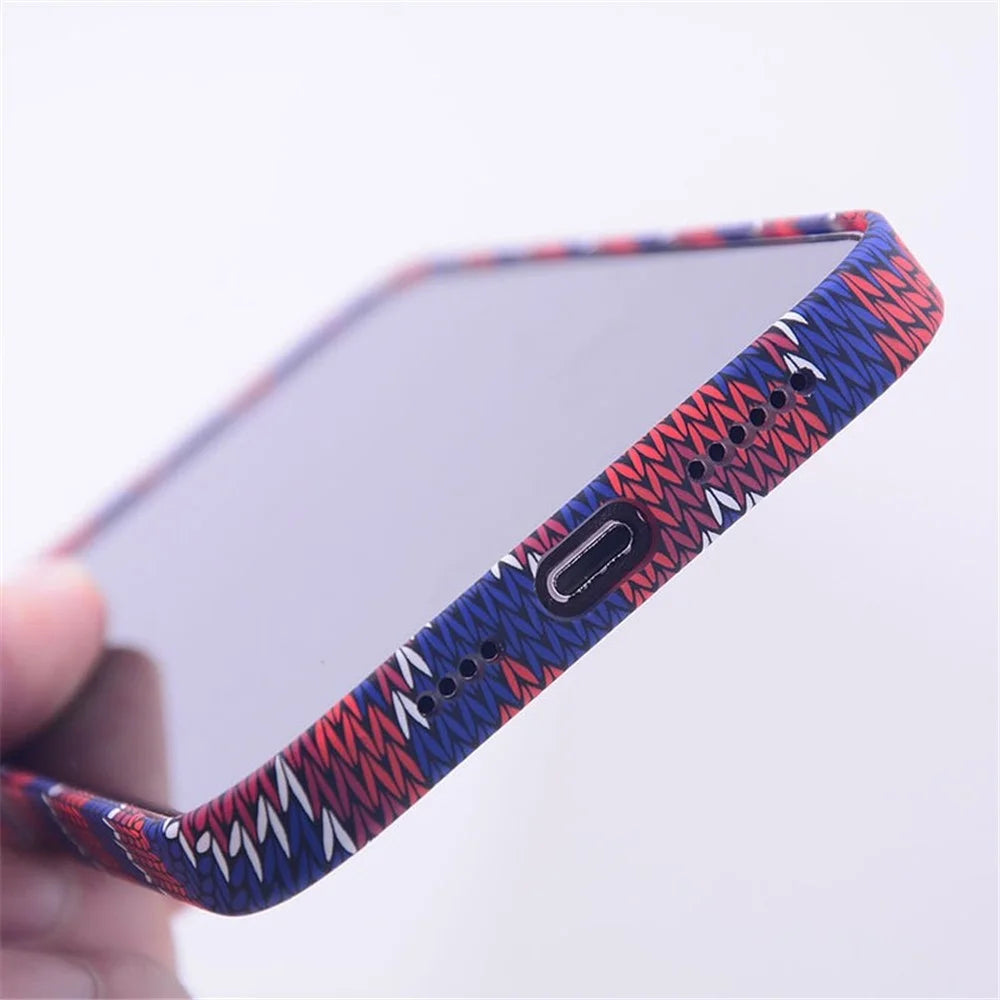 For iPhone 13 Pro Max 6.7 inch Luminous Case PC Magnetic Phone Cover Compatible with MagSafe - Purple Crossed Plaid - 6