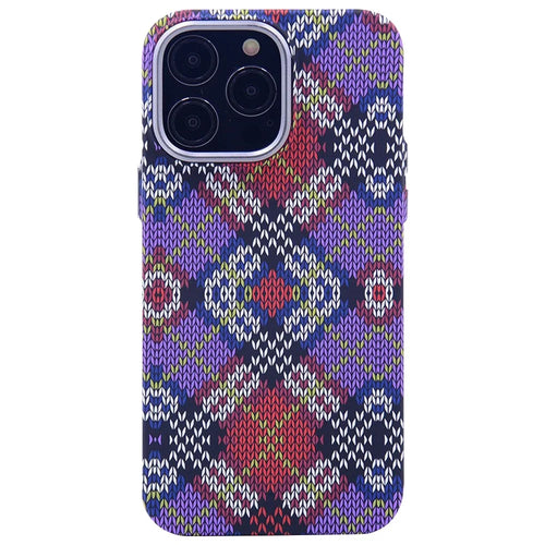 For iPhone 12 Pro / 12 6.1 inch Case Luminous Magnetic PC Phone Cover Compatible with MagSafe - Purple Crossed Plaid - 1