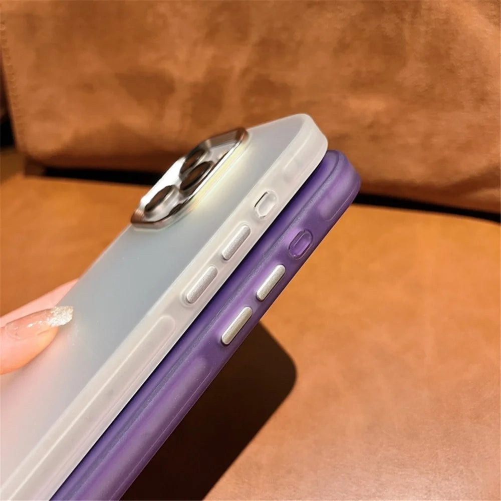 For iPhone 14 Pro Case Laser Gradient Anti-Scratch PC+TPU Phone Cover - Peacock Blue - 2