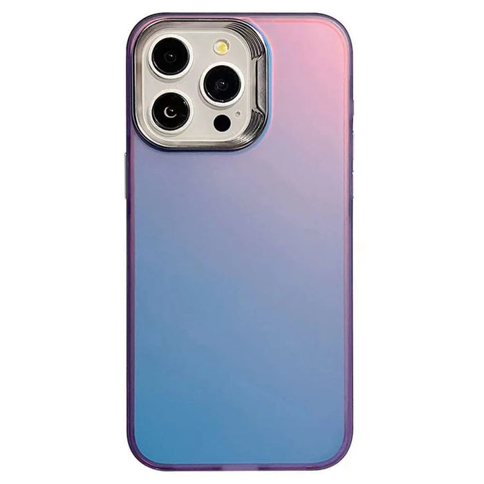 For iPhone 15 Pro Max Case PC+TPU Electroplating Lens Frame Laser Effect Phone Back Cover - Peacock Blue - 1