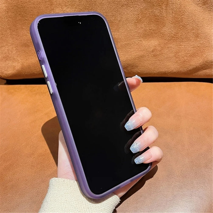 For iPhone 14 Gradient Case PC+TPU Phone Cover with Electroplating Lens Frame - Silver White - 3
