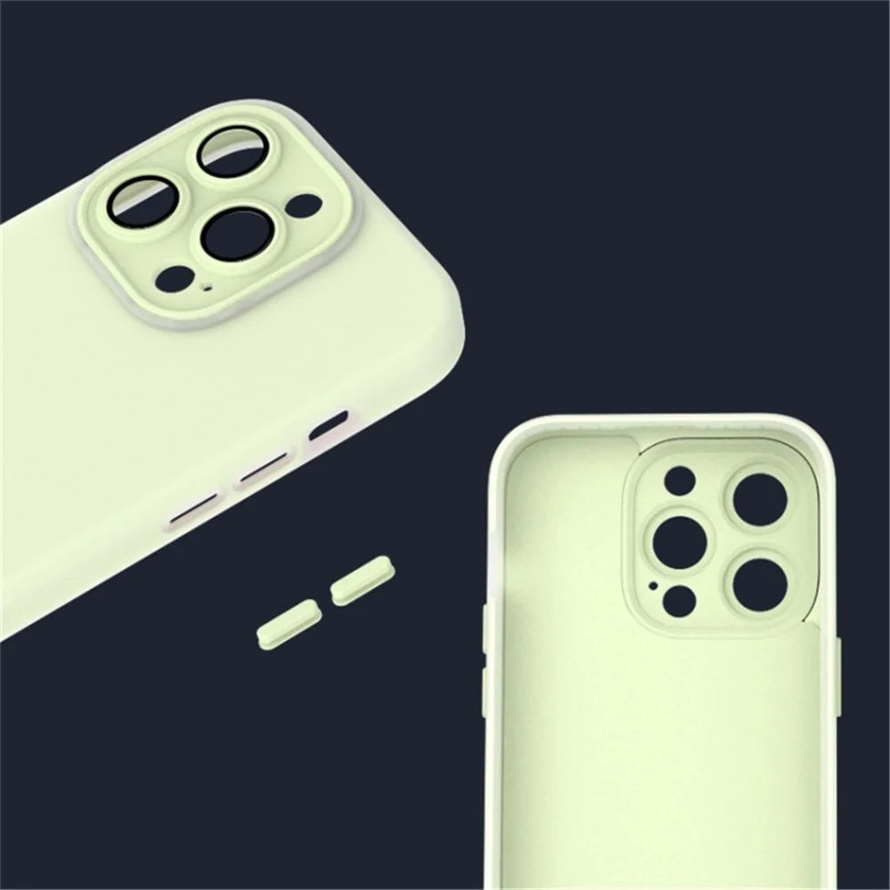 For iPhone 14 Pro Case with Glass Lens Film, Liquid Silicone Soft Phone Cover - Blue - 4