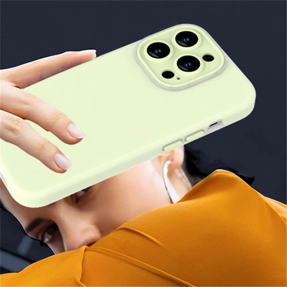 For iPhone 14 Pro Case with Glass Lens Film, Liquid Silicone Soft Phone Cover - Blue - 5