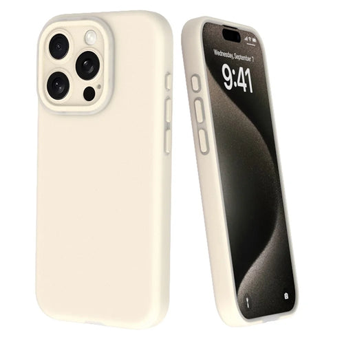 For iPhone 14 Pro Max Case Liquid Silicone Dust-proof Phone Cover with Lens Film - White - 1