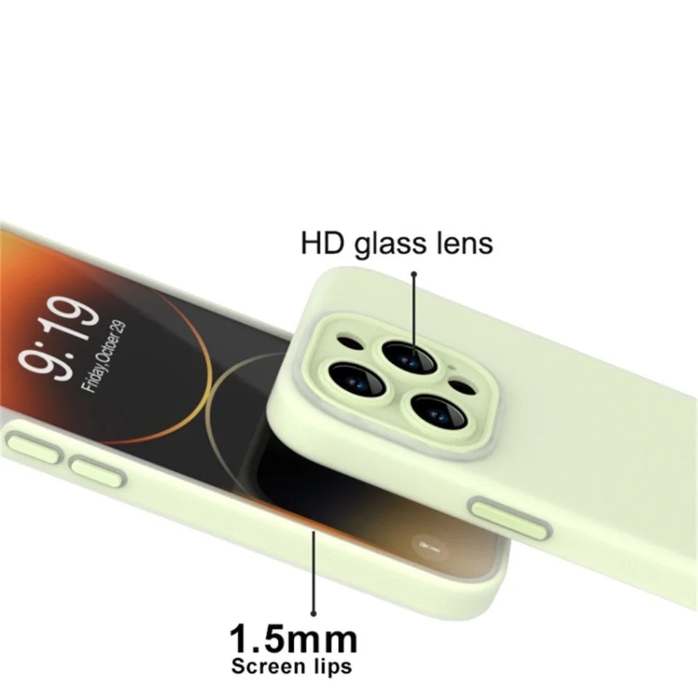 For iPhone 14 Pro Max Case Liquid Silicone Dust-proof Phone Cover with Lens Film - White - 3