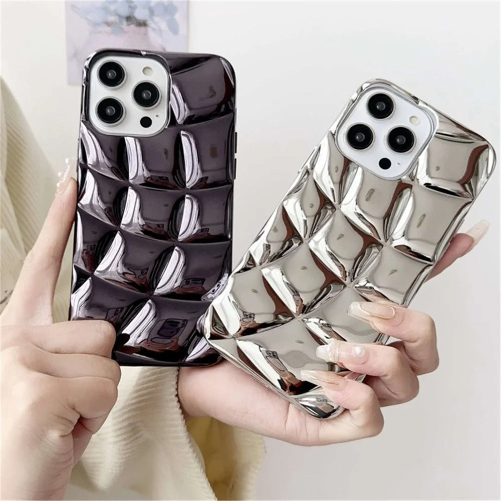 For iPhone 13 Pro Case Electroplating 3D Rhombus Grid Soft TPU Phone Cover - Purple - 4