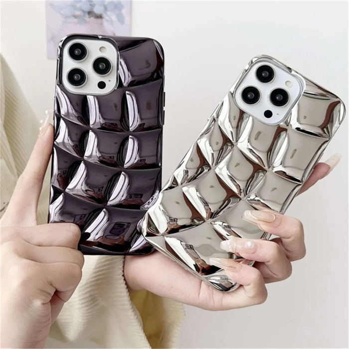 For iPhone 14 Pro TPU Case Shockproof Rhombus Grid Desgin Electroplating Phone Cover - Black - 4