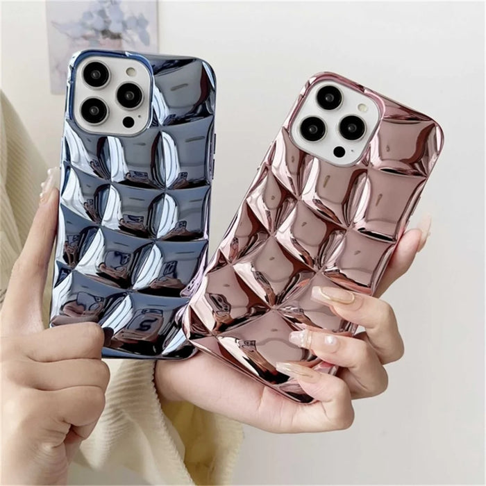 For iPhone 14 Pro TPU Case Shockproof Rhombus Grid Desgin Electroplating Phone Cover - Black - 5
